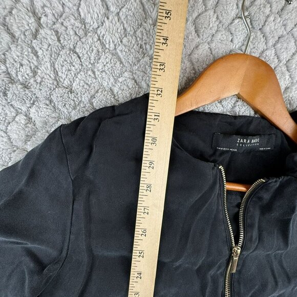 Zara Basic Collection Womens Black Utility Zip Jacket With Pockets Size‎ Medium - Picture 5 of 7